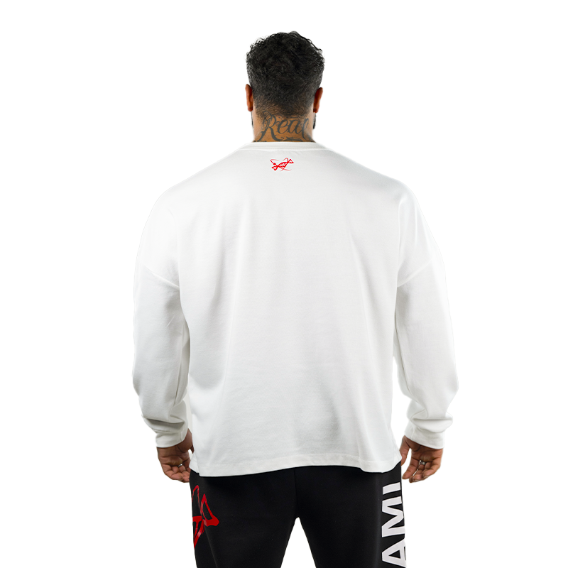 Tsunami Men's Box Logo Oversize Long Sleeve T-shirt White