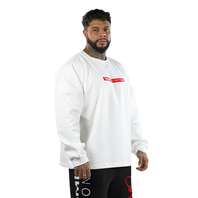 Box Logo Oversize Long Sleeve Tsunami Men's T-shirt White