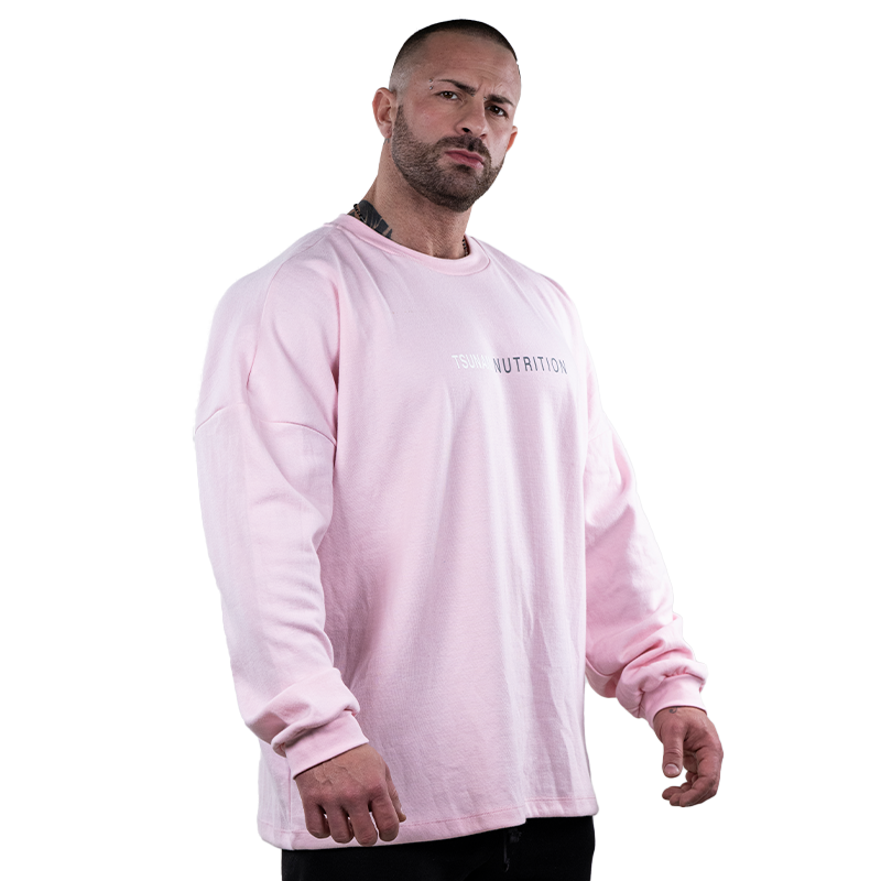 Box Logo Oversize Long Sleeve Tsunami Men's T-shirt Pink
