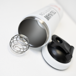 Shaker en métal blanc avec porte-pilules 600 ml + 200 ml