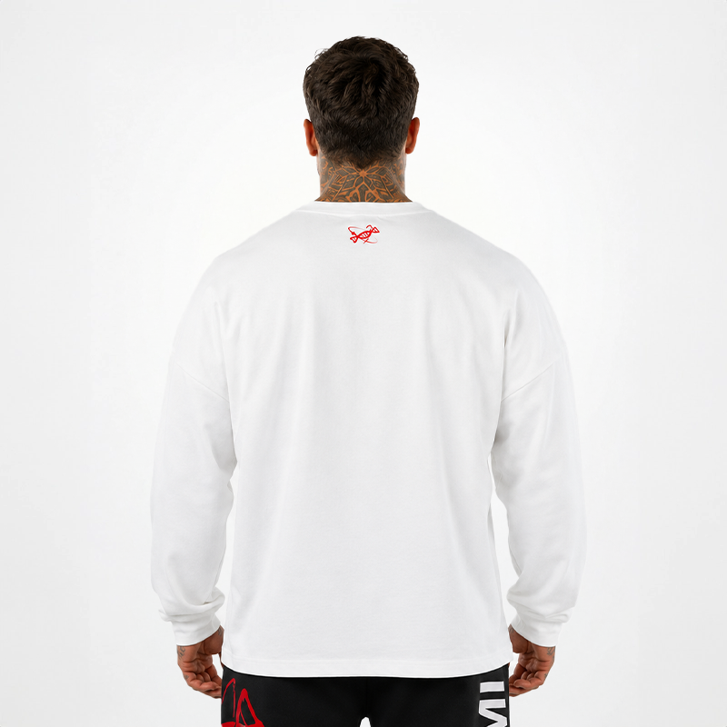 Box Logo Oversize Long Sleeve Tsunami Men's T-shirt White