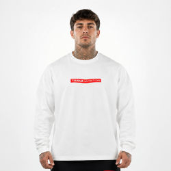 Box Logo Oversize Long Sleeve Tsunami Men's T-shirt White