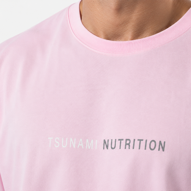 Tsunami Men's Long Sleeve Oversize Box Logo T-shirt Pink