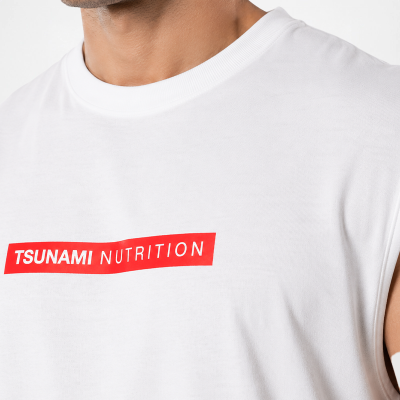 Tsunami Hommes Oversize Box Logo Sleeve Blanc
