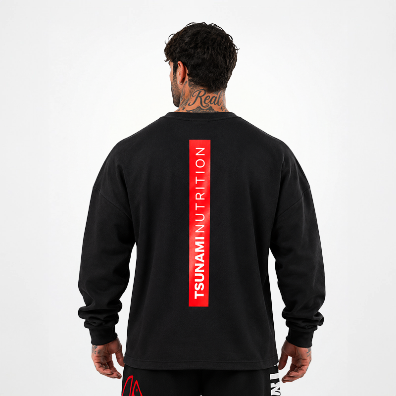 Tsunami Men's Box Logo Oversize Long Sleeve T-shirt Black