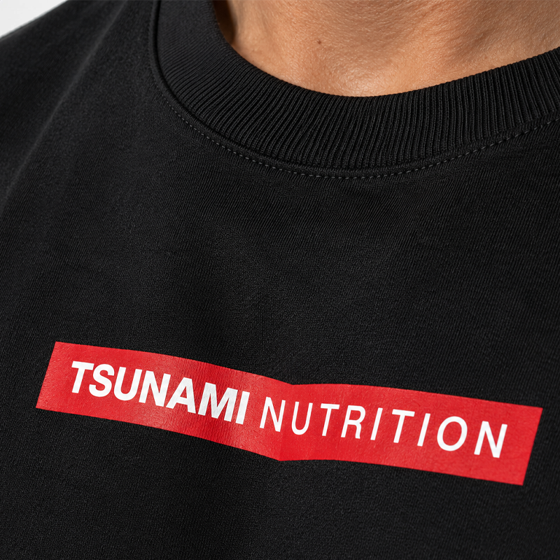 Box Logo Oversize Long Sleeve Tsunami Men's T-shirt Black