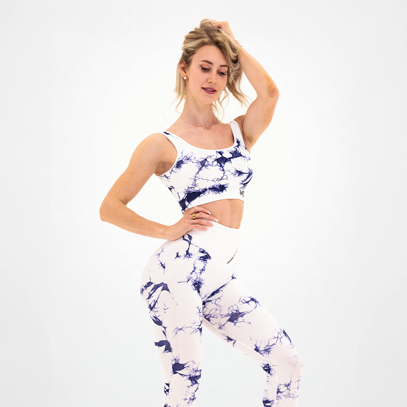 Women's Seamless Tie Dye Top White-Blue