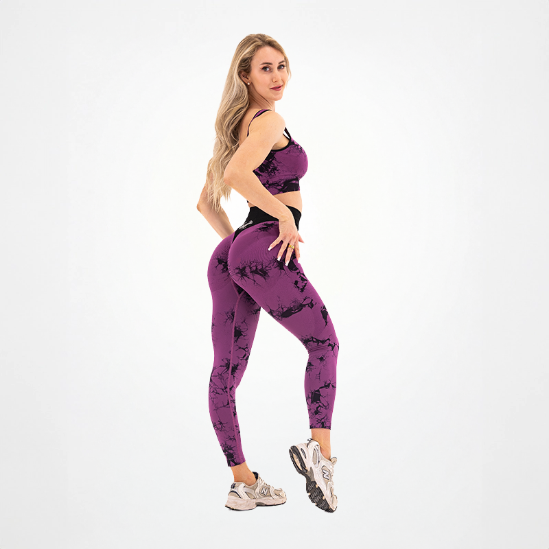 Leggings Seamless Tie Dye Burgundy pour femmes