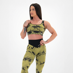 Top Seamless Tie Dye pour femmes, vert militaire