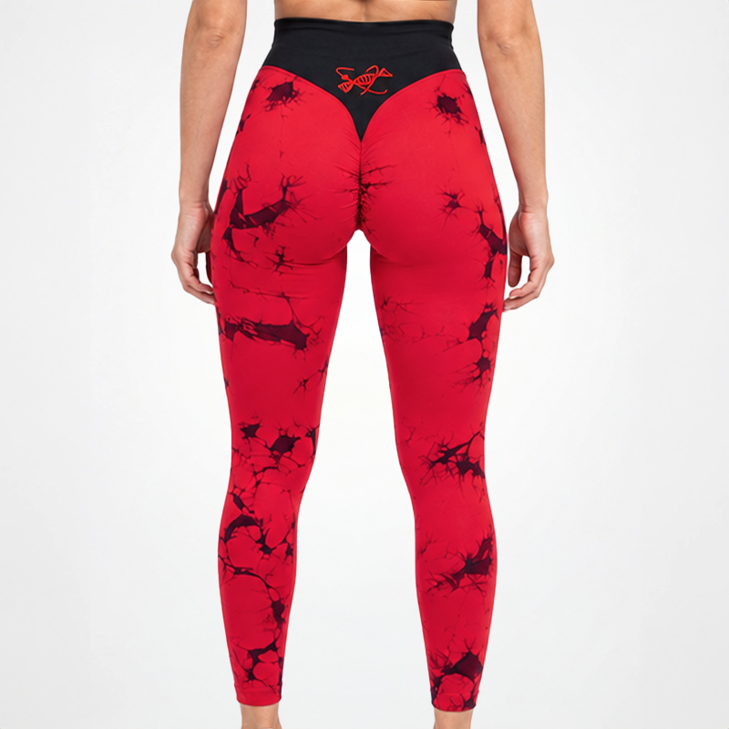 Leggings Seamless Tie Dye pour femmes Rouge