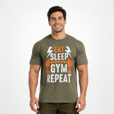 T-shirt vintage surdimensionné 'EAT-SLEEP-GYM-REPEAT' (manger, dormir, faire du sport)
