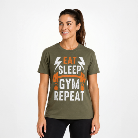 T-shirt vintage surdimensionné 'EAT-SLEEP-GYM-REPEAT' (manger, dormir, faire du sport)