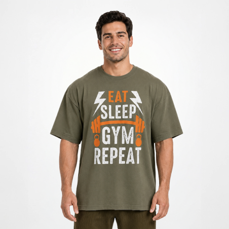 Vintage Oversize T-Shirt "EAT-SLEEP-GYM-REPEAT