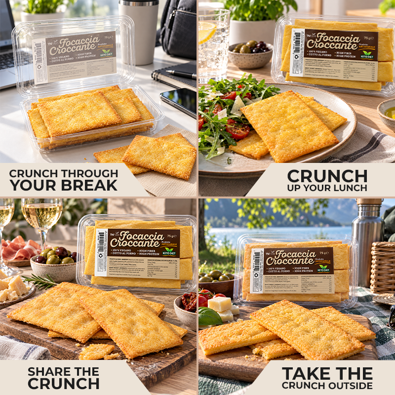Focaccia protéinée croustillante à faible teneur en glucides 75 g