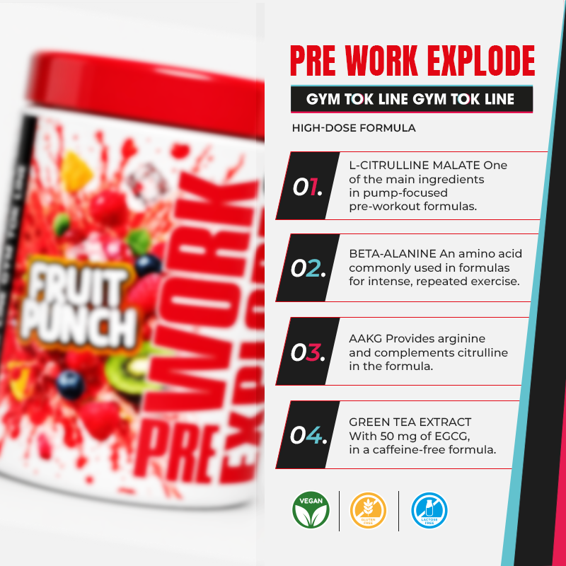 Pre Work Explode Gym Tok Line - Caffeine-Free 500 g